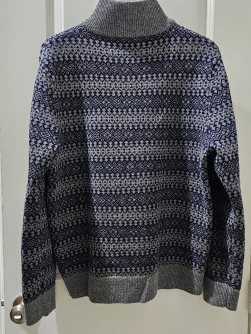 J. CREW Fair Isle lambswool half-zip sweater 100% Wool hand wash NWOT